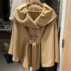 Preowned Tan Sleeveless silhouette warm wool blend jacket for Large/X-Large